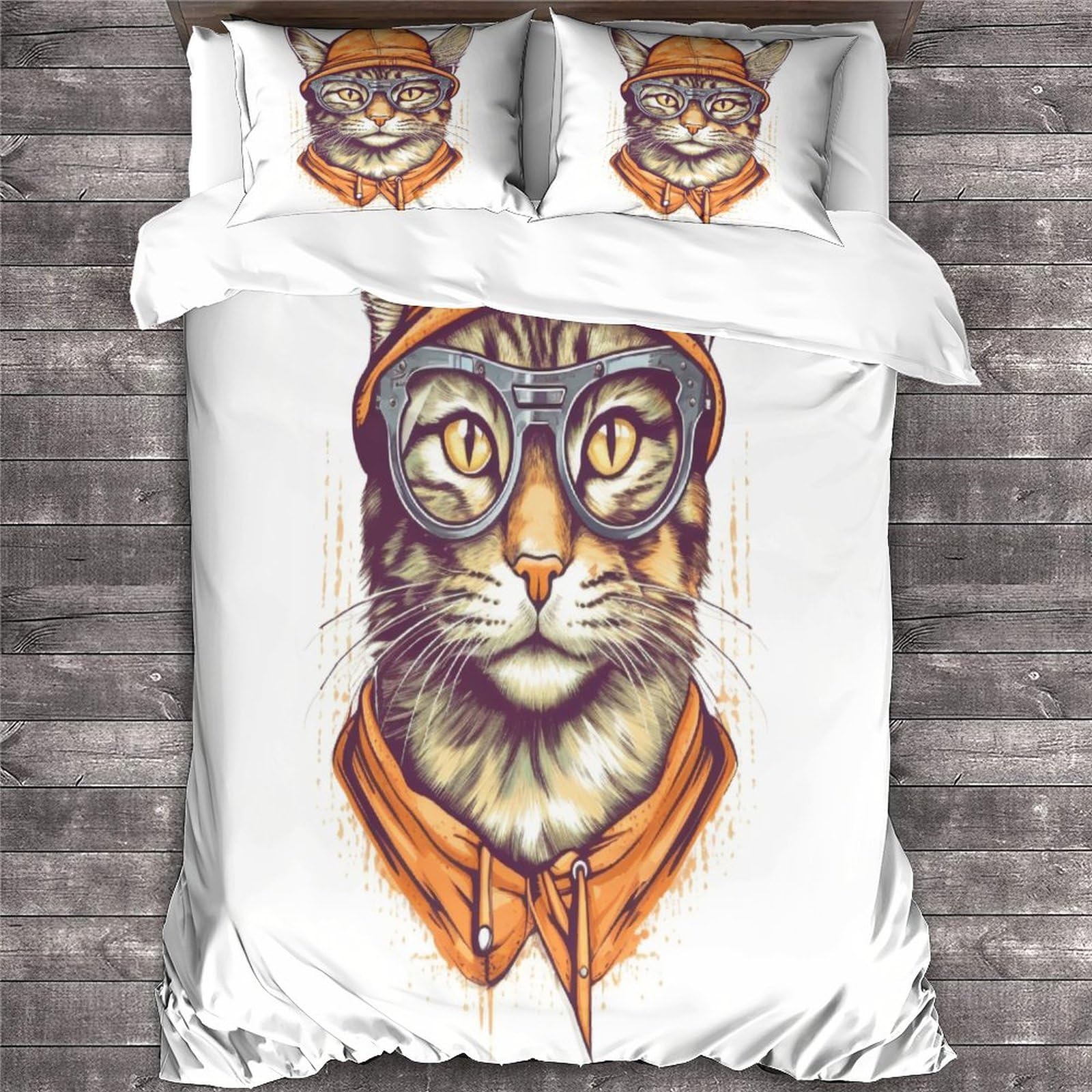DOUKI gatto，Copripiumino 3D Stampato,Motivo Anime,Con Chiusura Lampo,Copripiumino Stampato Con Federe, carino King（220x240cm）