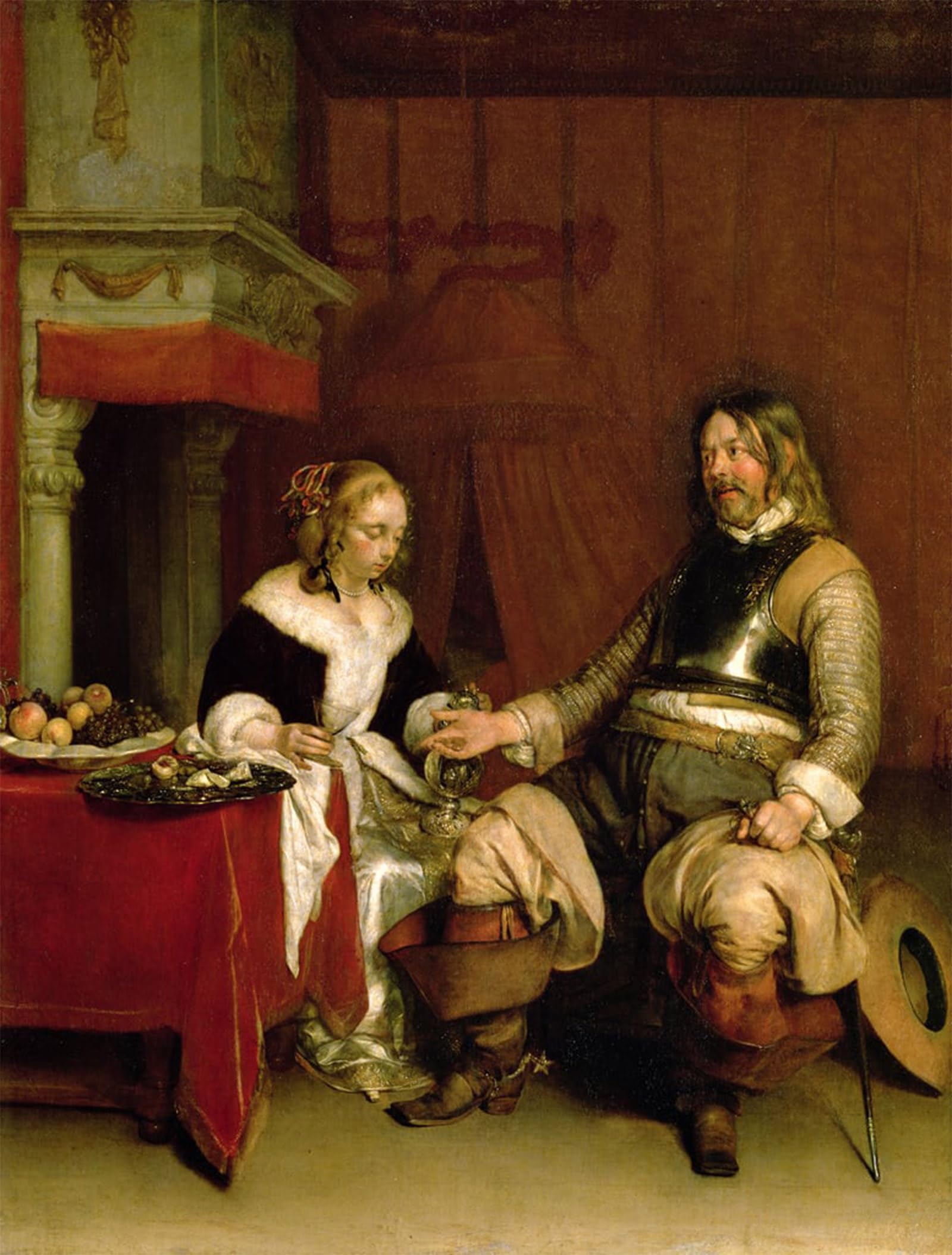 SERENDIPITP Abstract Painting Mural Print Picture Wall Decor Painting the Gentleman Soldier by Gerard Ter Borch Vintage Wall Artwork for Home Decor 60x90cm