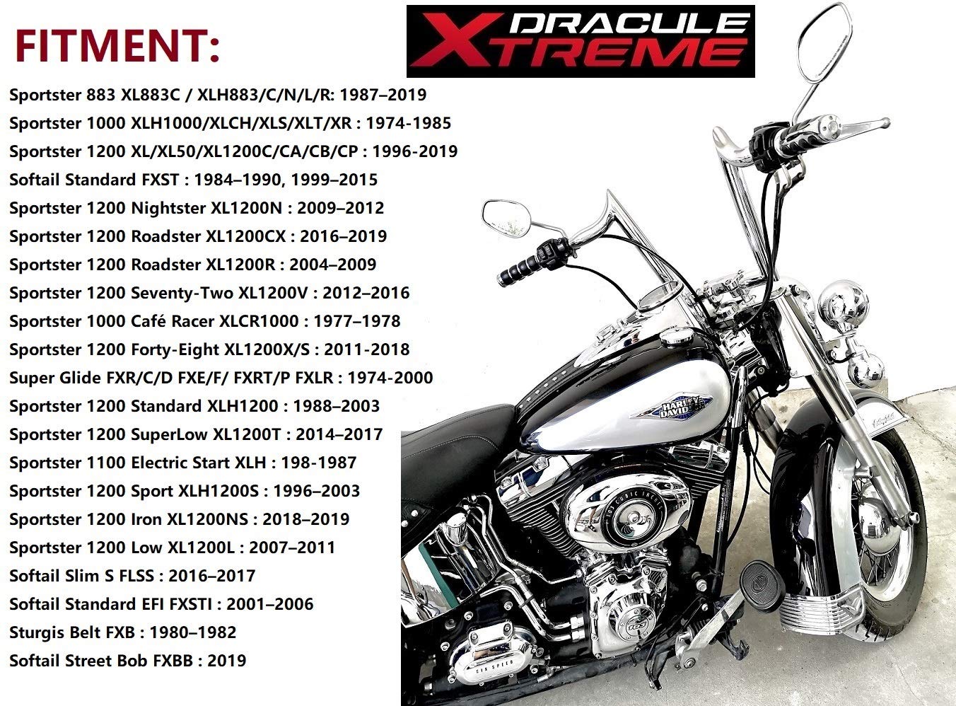 DraculeXtreme Massive 1 1/2 Inch Ape Hangers Handlebars, 12 Inch Black