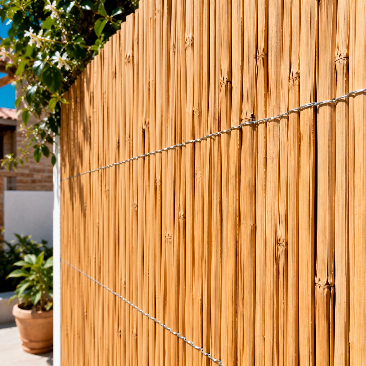 Arella In Bamboo Naturale A Canna Spaccata Per Recinzione E Privacy Decorazione Giardino Balcone Canniccio Frangivento Resistente Bambù Con Filo Metallico 1.5 X 3 Metri