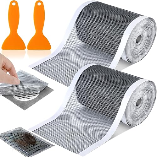 Miniatura 8 de Adhesivos desechables de 4 pulgadas x 33 pies para desagüe de ducha de malla cortable para desagüe de ducha lineal, pantalla de drenaje de ducha con