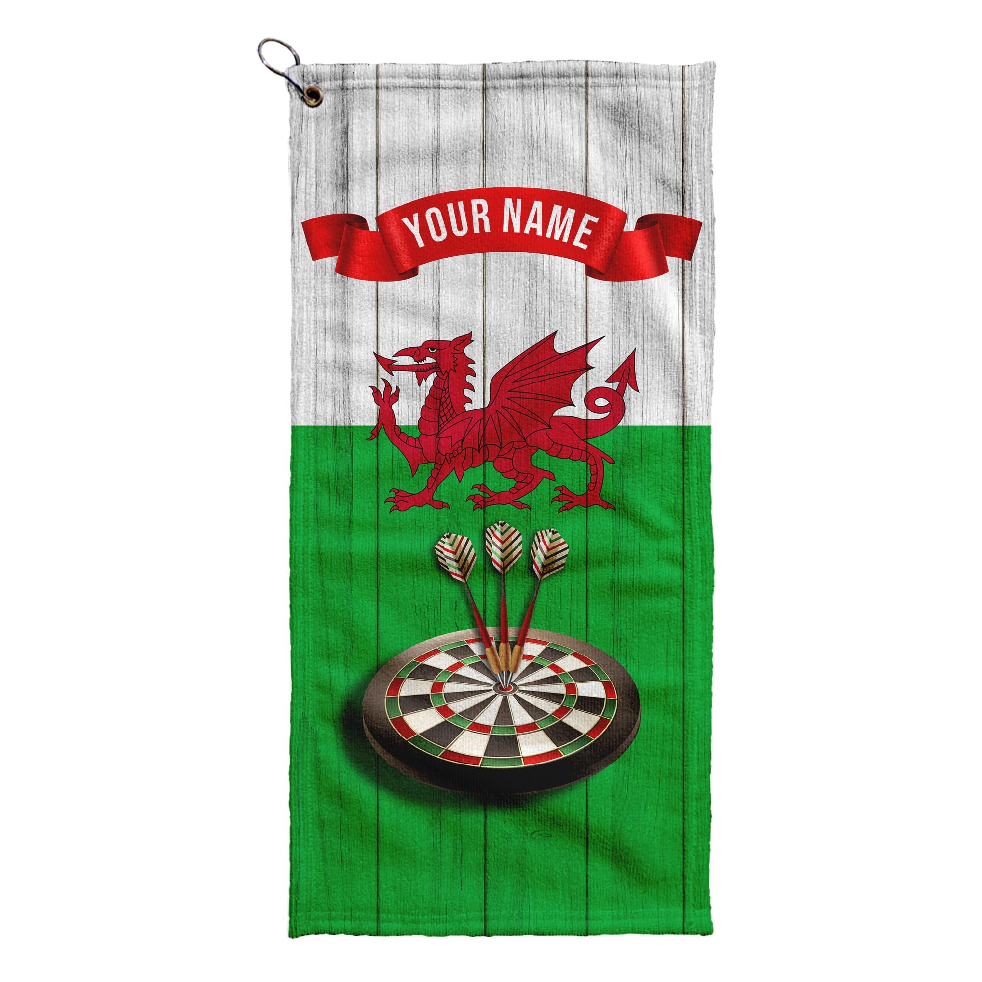 L&S PRINTS FOAM DESIGNS Welsh Flag Wales - Personalised Darts Design - Golf Towel