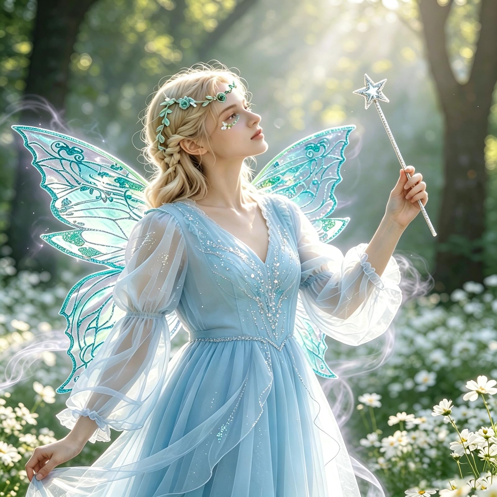 Ali da Fata a Forma di Farfalla,Ali Fata per Adulti e Bambini,Ali di Farfalla,Fairy Wings,con Orecchie da Elfo,Cerchietto da Fata e Bacchette di Fata a Stella,per Feste a Tema Carnevale Halloween