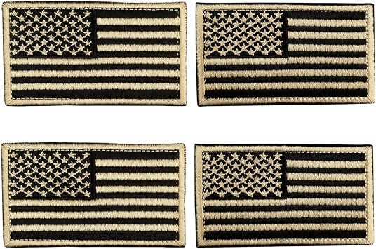 4 Pieces USA Flag Patches-Black & Gold-American Flag Patch 3.0 X 2.0 Inch Patches Morale Military Uniform Emblem Patch Iron-on Patch for Tactical Backpacks Bags Clothes Jackets Hats
