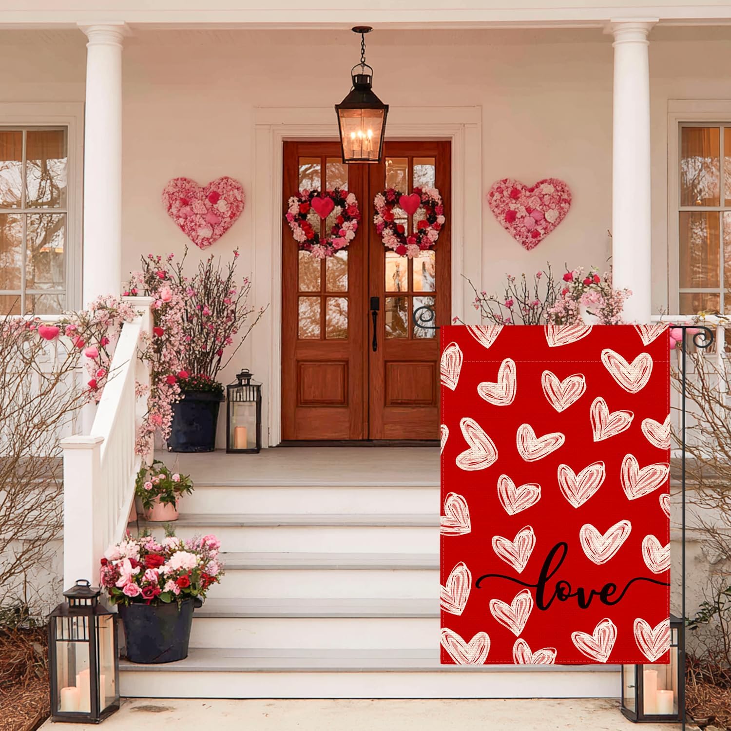 AVOIN colorlife Valentines Day Love Heart Garden Flag 12x18 Inch Double Sided Outside, Romantic Anniversary Yard Outdoor Flag - Image 2