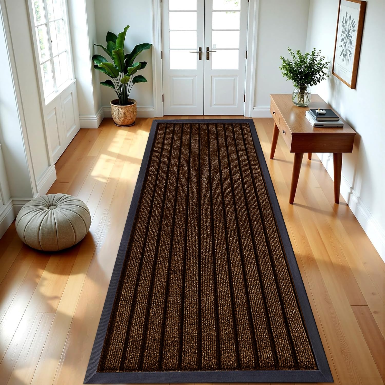 B&B Rubber Door Mats Outdoor Heavy Duty Waterproof Pvc Backing Non Slip Muddy Paws Dirt Grabber Barrier Washable Door Mat For Front Entrance Welcome Matt (60 x 180 cm - Large Runner, Brown) โ image 1