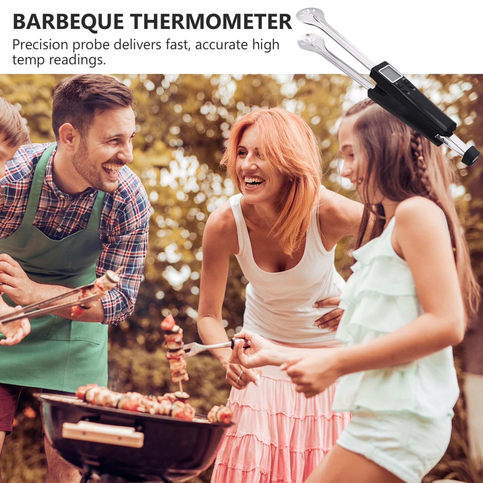 VOSAREA 1 Set Grillzange mit Thermometer 2 in 1 Backthermometer Steakklemme Küche Zange Grillzange mit Sonde