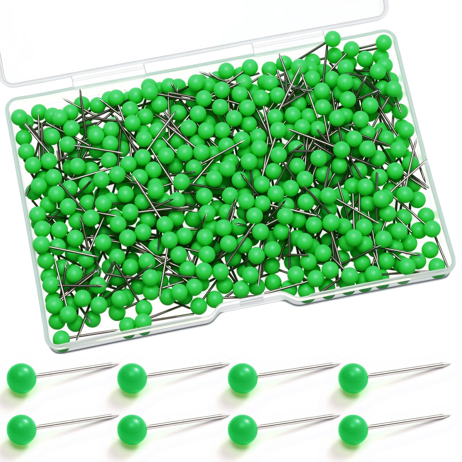 500 Pack Map Push Pins Map Tacks Small Size(Light Green, 1/6 Inch)