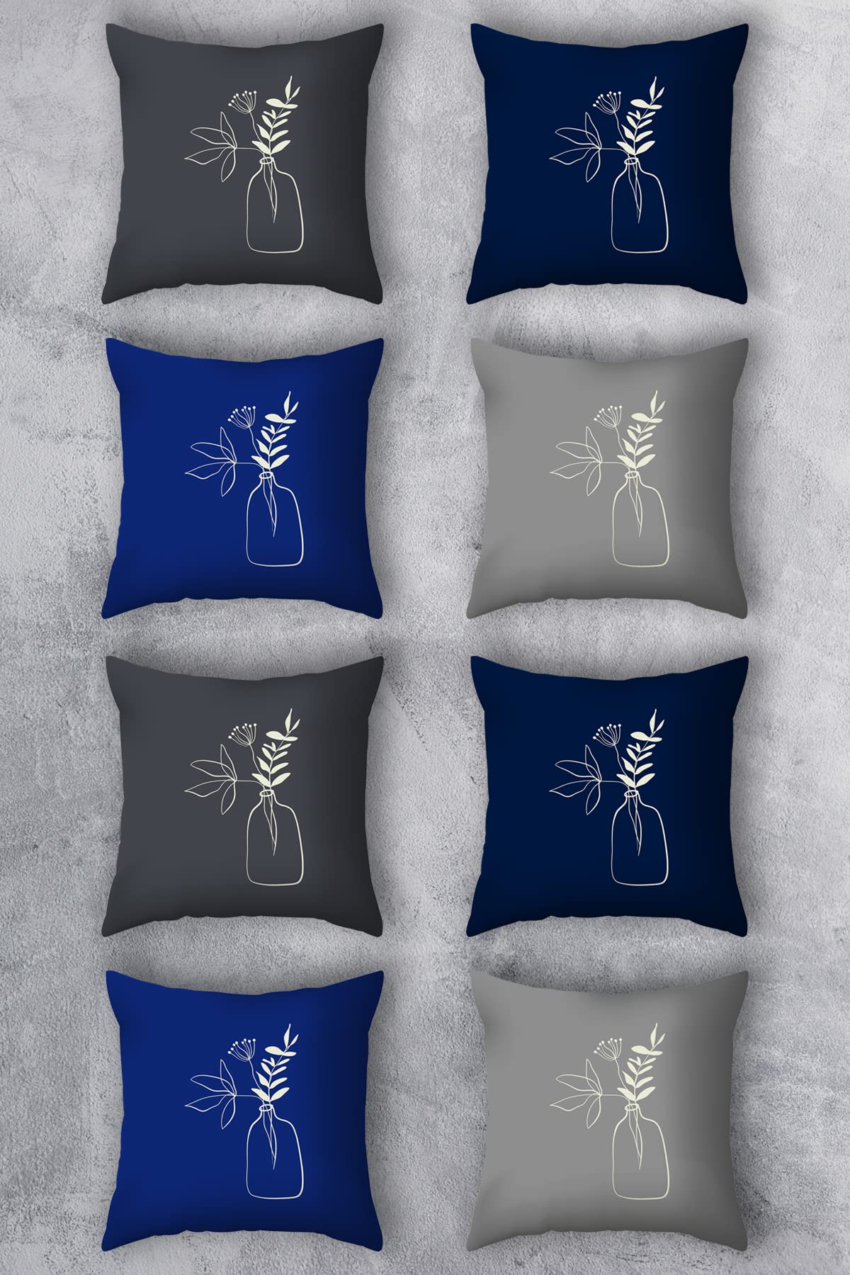 Çift Tarafı Baskılı 43x43 Kırlent Kılıfı 8'li Set Kombini