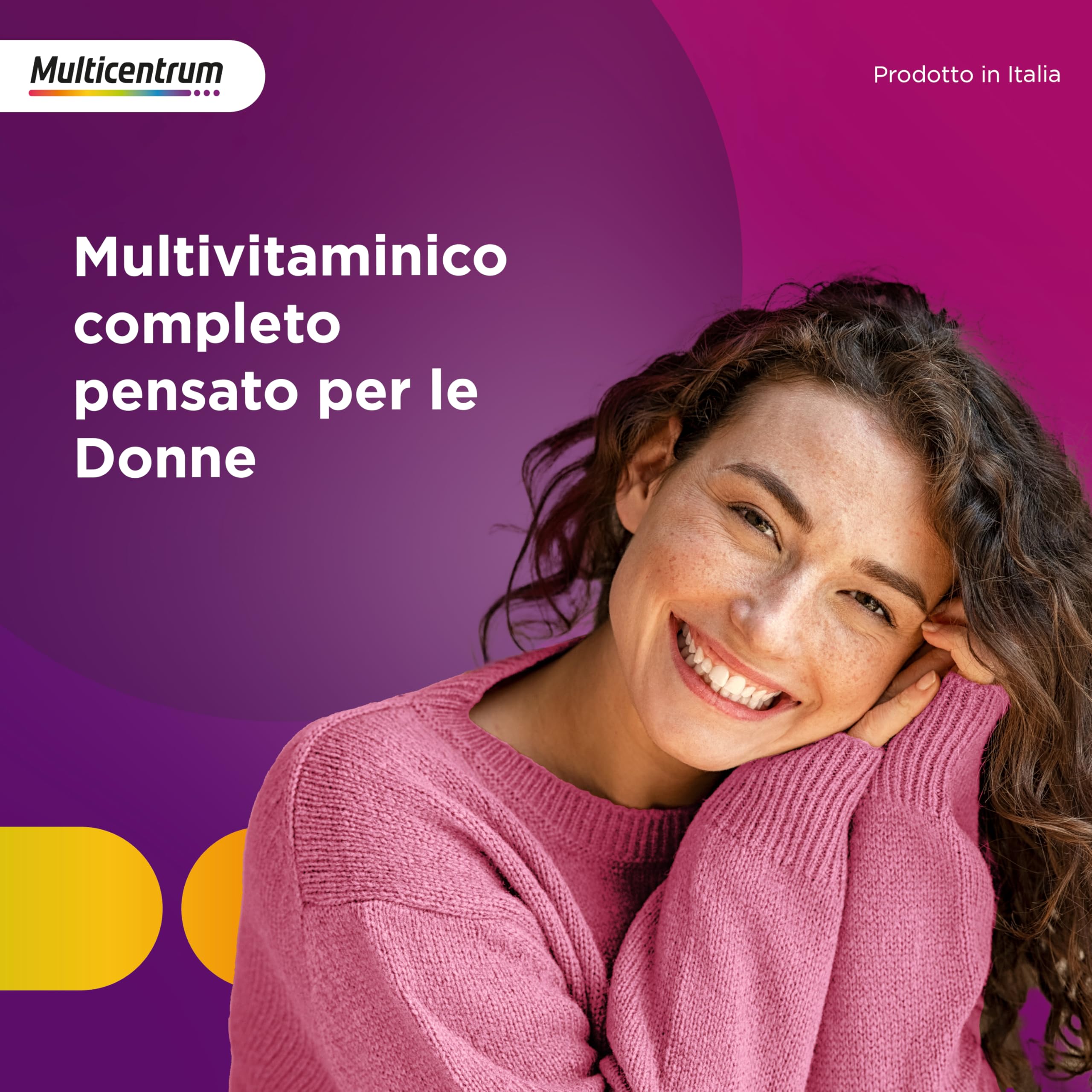 Multicentrum Donna Integratore Multivitaminico completo per donna, con Vitamina D, K, Acido Folico, Calcio, Ferro, per combattere stanchezza e affaticamento, 100 Compresse