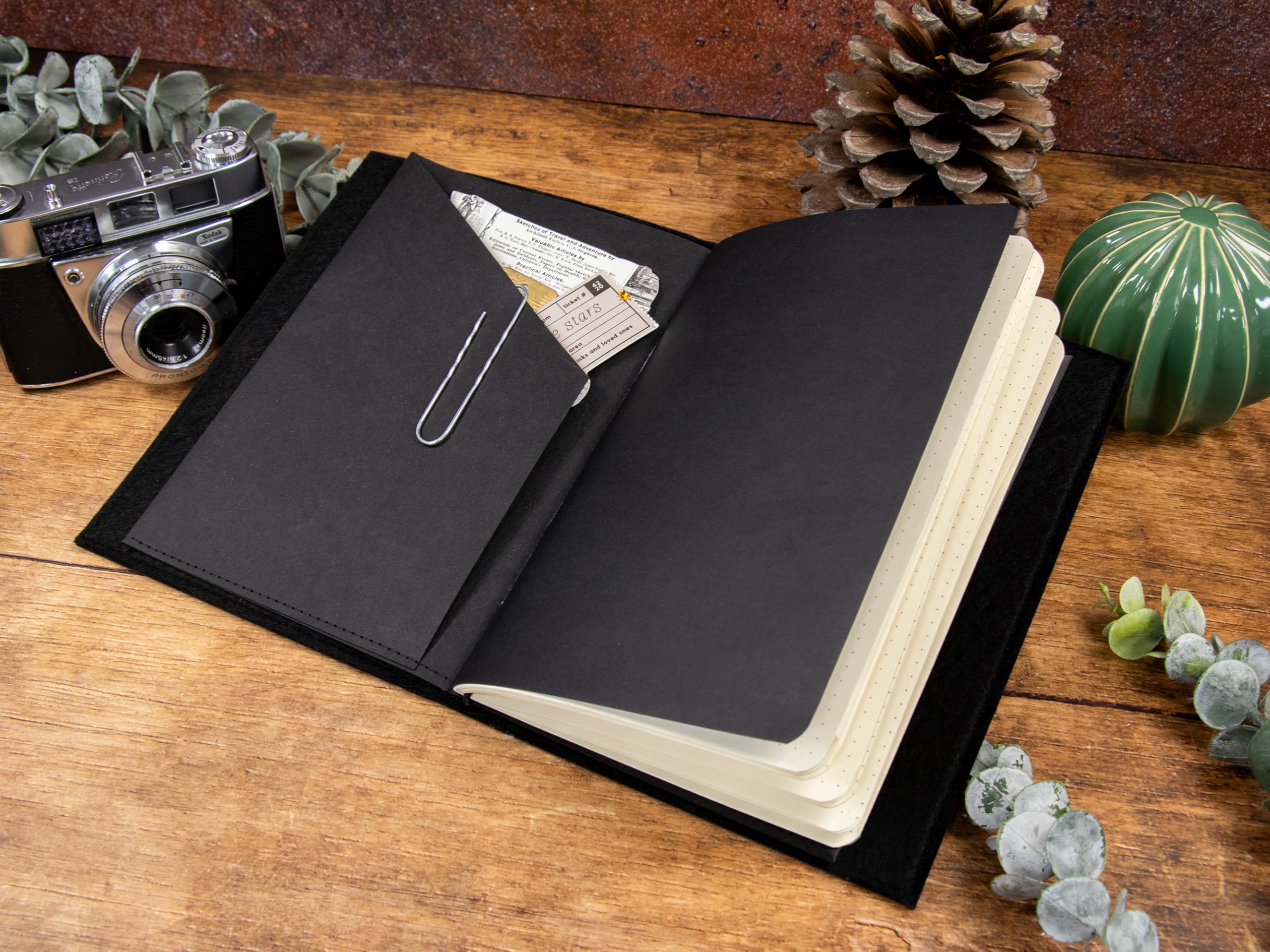 Travelers Notebook, dunkelgrün, –verschiedene Größen, nachfüllbar – Handmade Journal aus Kunstleder, Platz für 2 Hefte, optional mit Notizheften, dots oder blanko