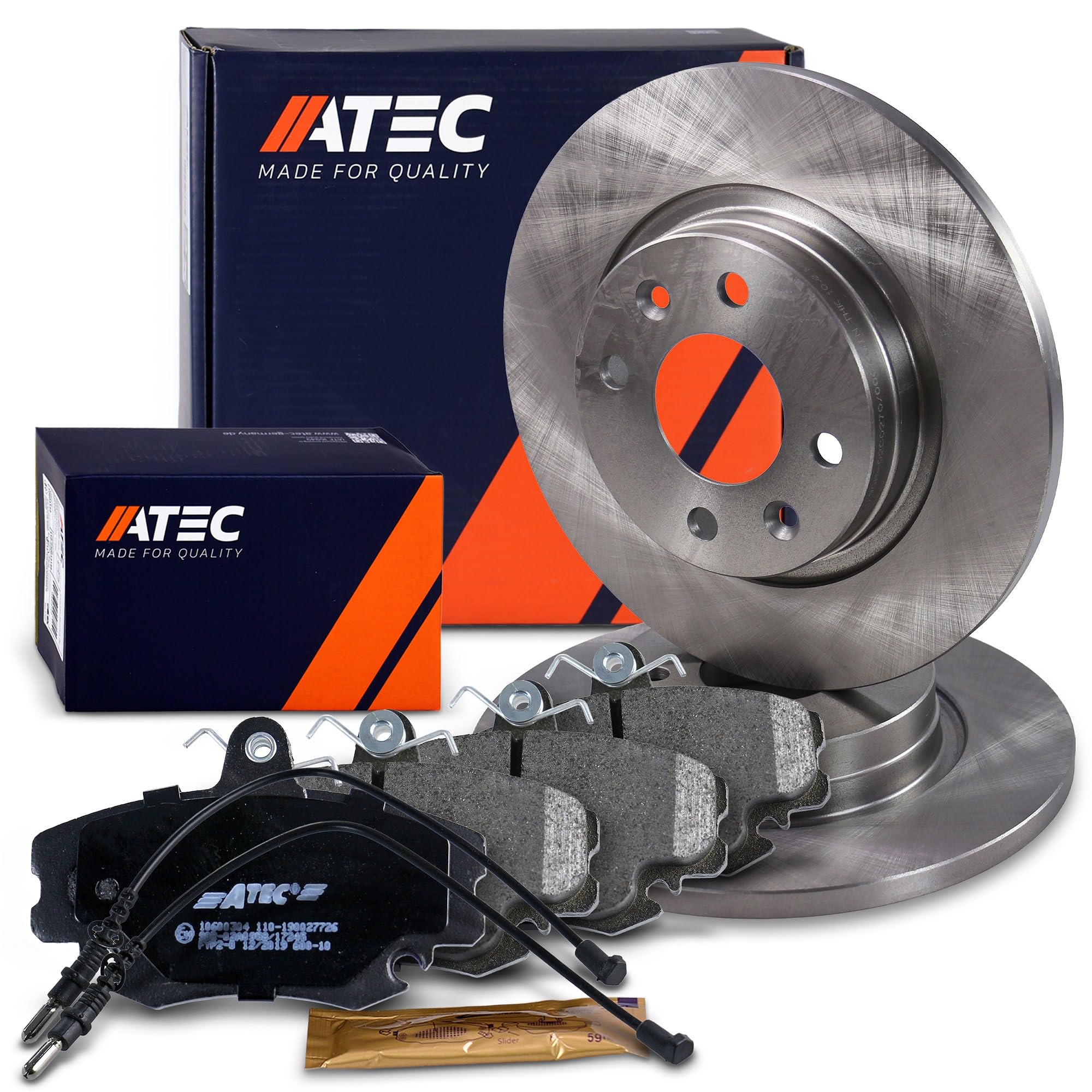 ATEC Germany Set freni asse anteriore incl. dischi freno Ø 259 mm ventilati + pastiglie freno anteriori Compatibile con DACIA LOGAN (LS_), SANDERO, RENAULT LOGAN I, SANDERO/STEPWAY I (BS_), TWINGO