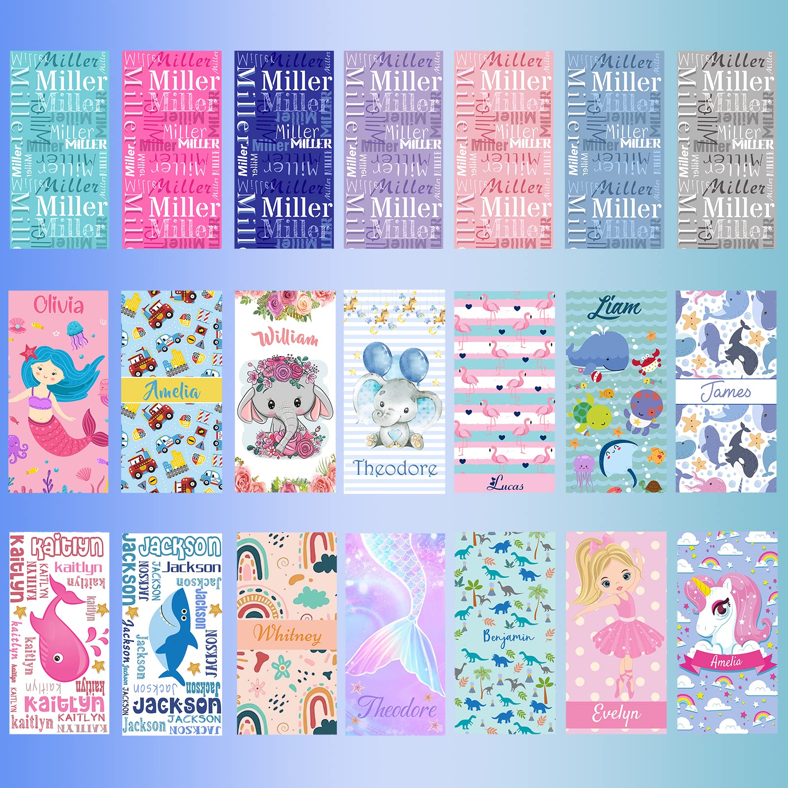 SIMIEEK Personalized Beach Towels for Kids with Names, Microfiber Quick Dry Custom Beach Towels for Girls Boys