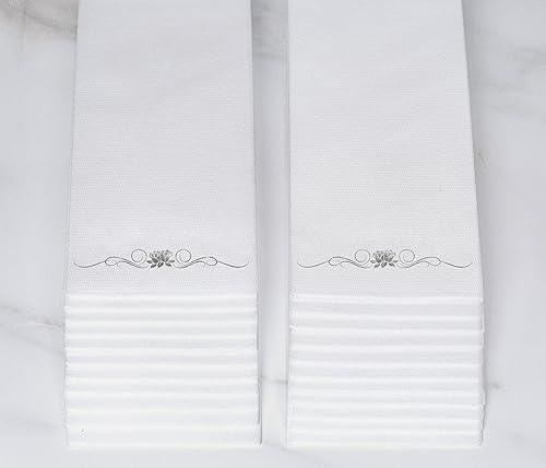 Miniatura 8 de Servilletas de papel Airlaid con estampado de lámina plateada, 16, 12 x 17 pulgadas, desechables, para invitados, absorbentes, sensación similar al