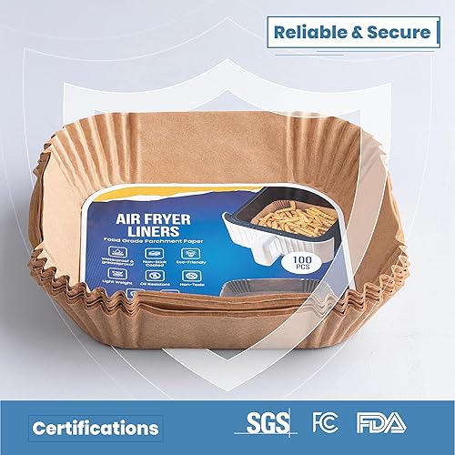 Miniatura 7 de Forros desechables para freidora de aire de 7.9 pulgadas, 100 forros de papel pergamino de forma cuadrada, resistentes al aceite y al agua,