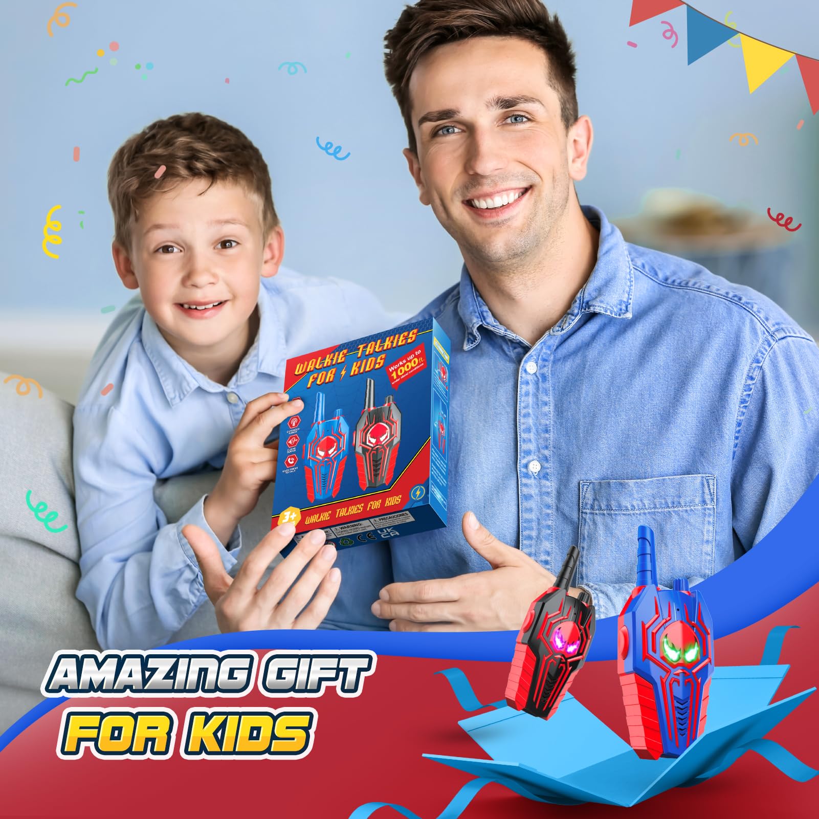 Walkie Talkie Bambini, Giochi Bambini 3 4 5 6 7 8 9 10 Anni Regalo Bambino 3 4 5 6 7 8 9 10 Anni Spider Giocattolo Giochi da Esterno per Bambini Giocattoli Bambino 3-10 Anni