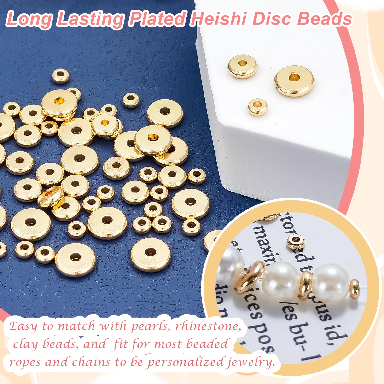 Amazon.co.jp: 14Kゴールドメッキ フラットラウンドスペーサービーズディスク 8mm ジュエリー製作用 ロンデルメタルヘイシビーズコイン  1.8mm穴付き DIY ヘイシクレイビーズ ハワイ スタッカブルブレスレット ネックレス イヤリング 100個 : ホビー