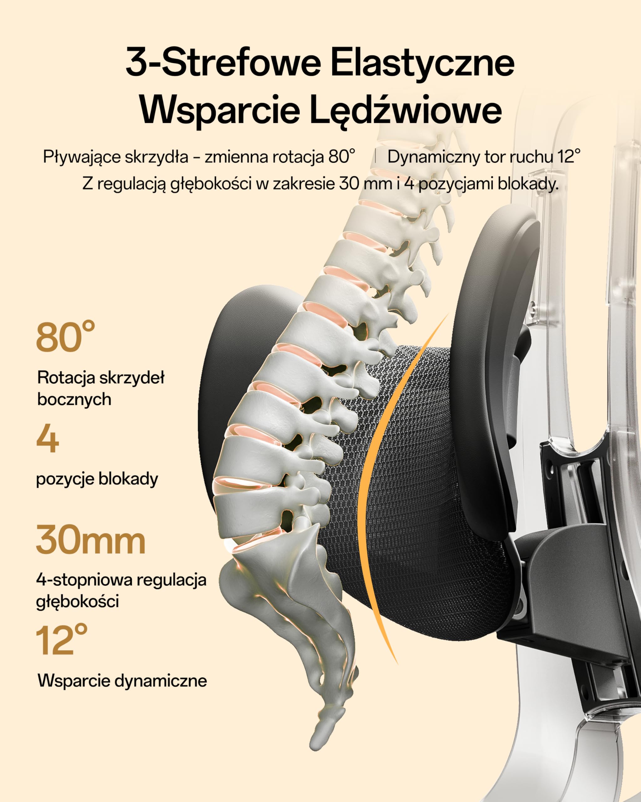 Hbada E3 Air Edycja 2026 Ergonomiczne Krzesło Biurowe, 3-strefowe Wsparcie Lędźwiowe, Wygodny Fotel, Automatyczne Dopasowanie do Wagi, Zagłówek i Podłokietniki 4D, Nachylenie 140°, Czarne, Podnóżek