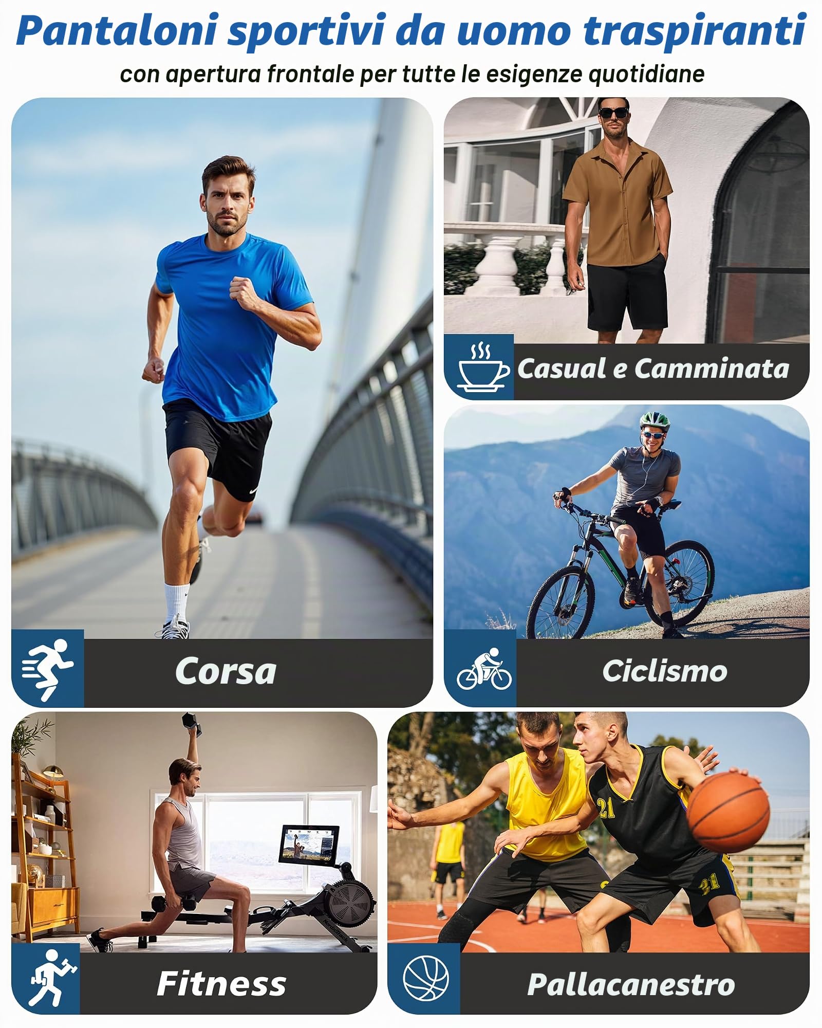 Zoofly 3 Pack Sportivi Pantaloncini Uomo ad Asciugatura Estivi Rapida Jogging Short Fitness con Tasche Pantaloni da Corsa all'aperto
