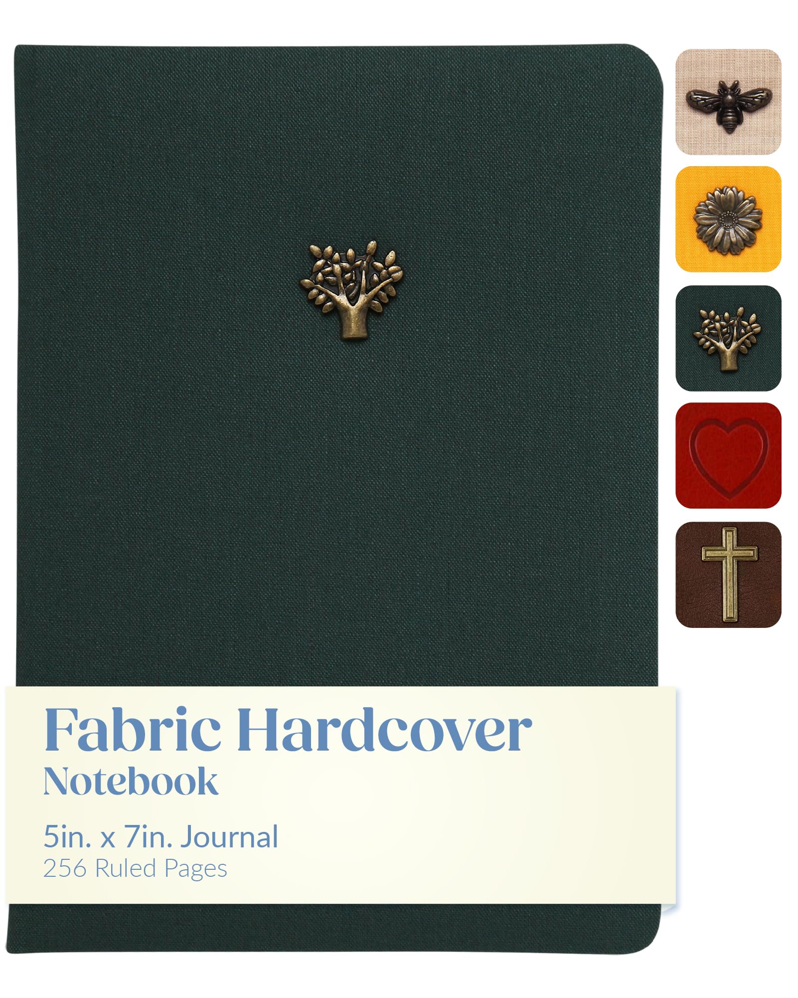 WORLD TRAVELER Journal Notebook - 5x7 Inches 256 Ruled Pages Blank Lined Journal Padded Fabric Hard Cover Notebooks for Work Diary and Writing