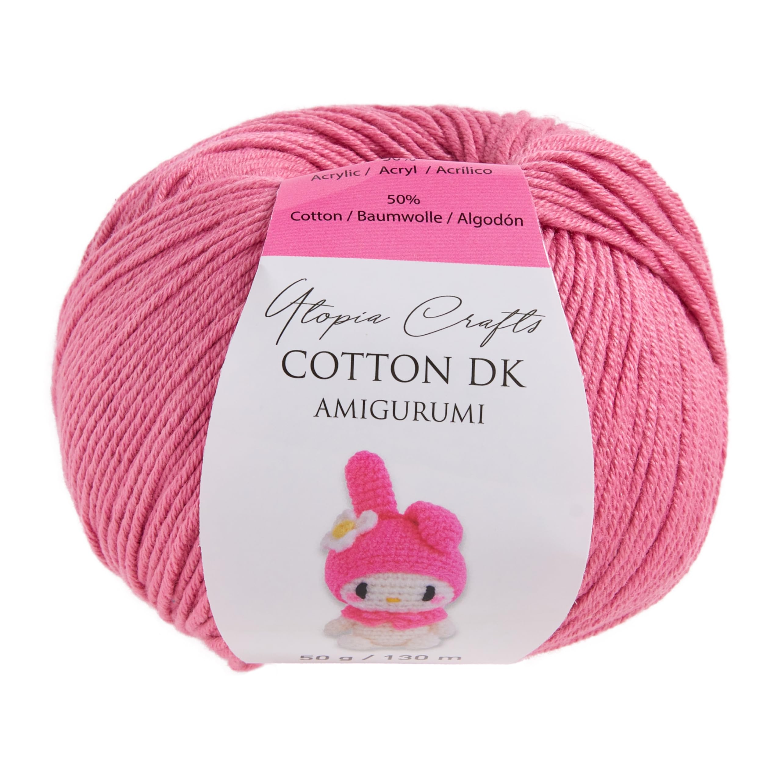 Utopia Crafts Amigurumi Cotton DK Yarn for Crochet and Knitting 50% Cotton, 50% Acrylic Blended, 50g (Pale Pink)
