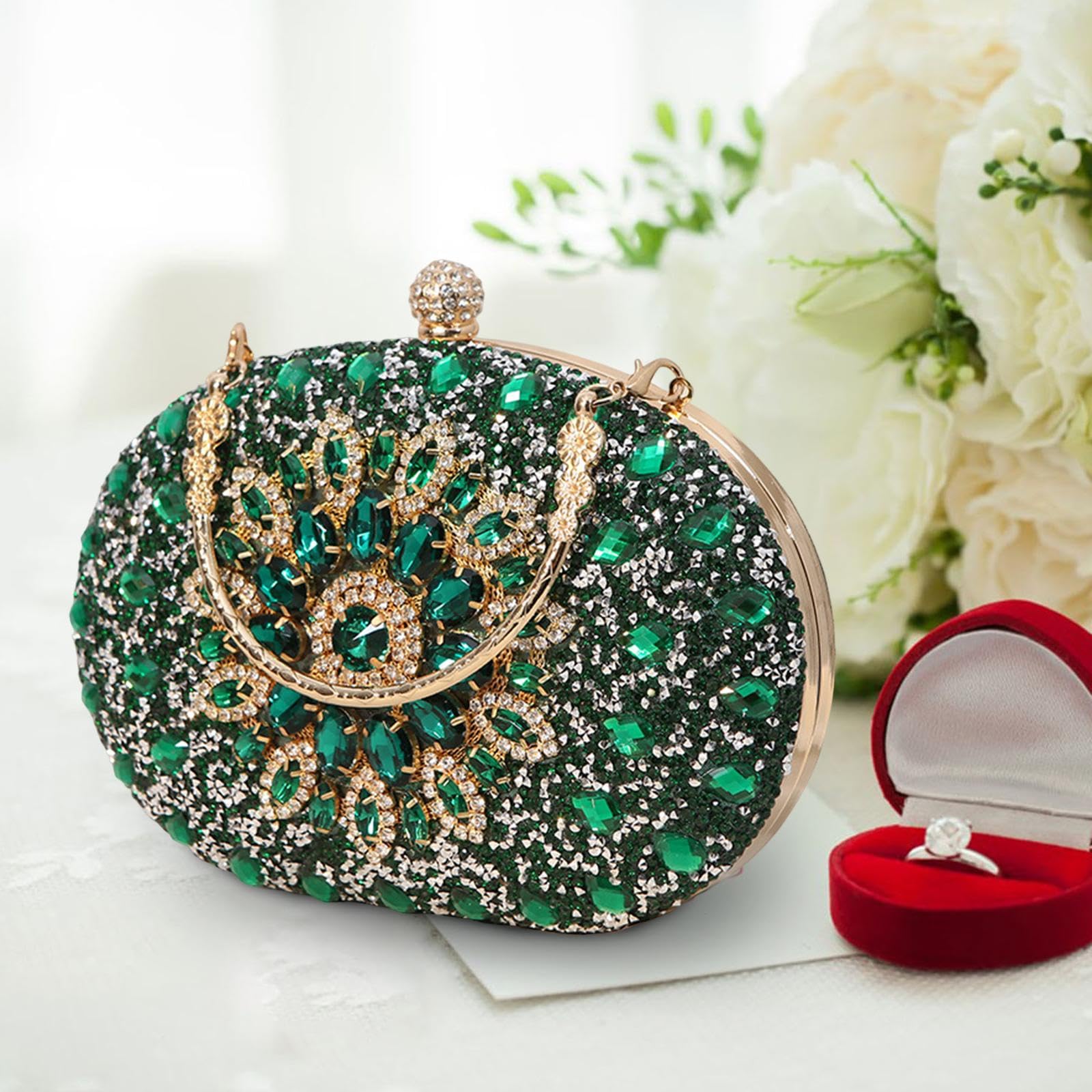 Goldene Clutch CORIOS Damen Strass Clutch Tasche Blume Abendtasche