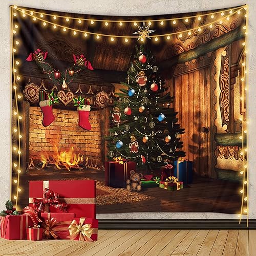 Tapiz navideño para colgar en la pared, divertido tapiz de pared de Navidad, caja de regalo, tapiz de pared, cálido invierno, pesadilla, decoración