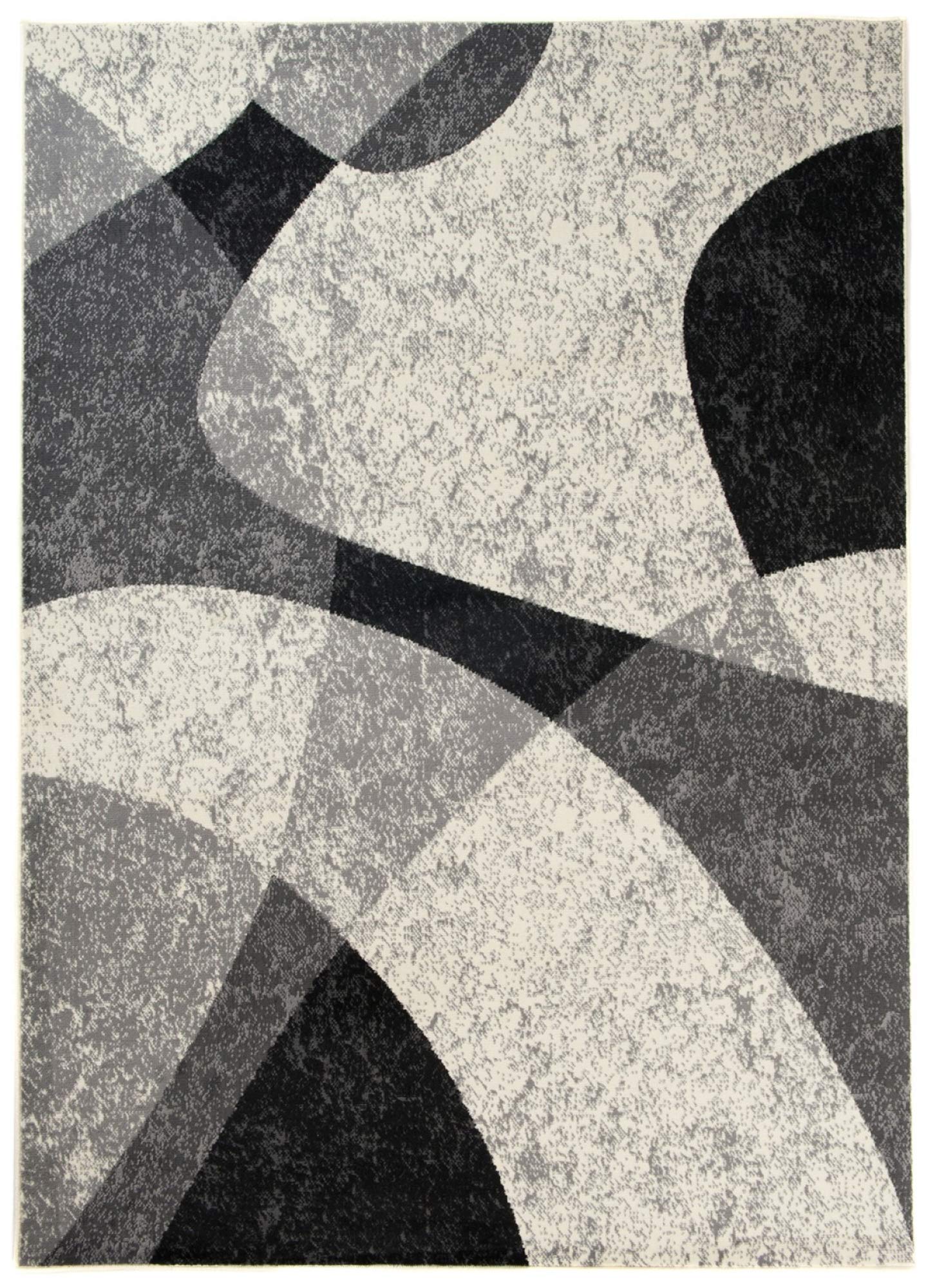 Tapiso QMEGA nowoczesny dywan z krótkim włosiem, szary, kremowy, czarny, fale w paski, abstrakcyjny wzór, do salonu, sypialni, Ökotex 250 x 300 cm