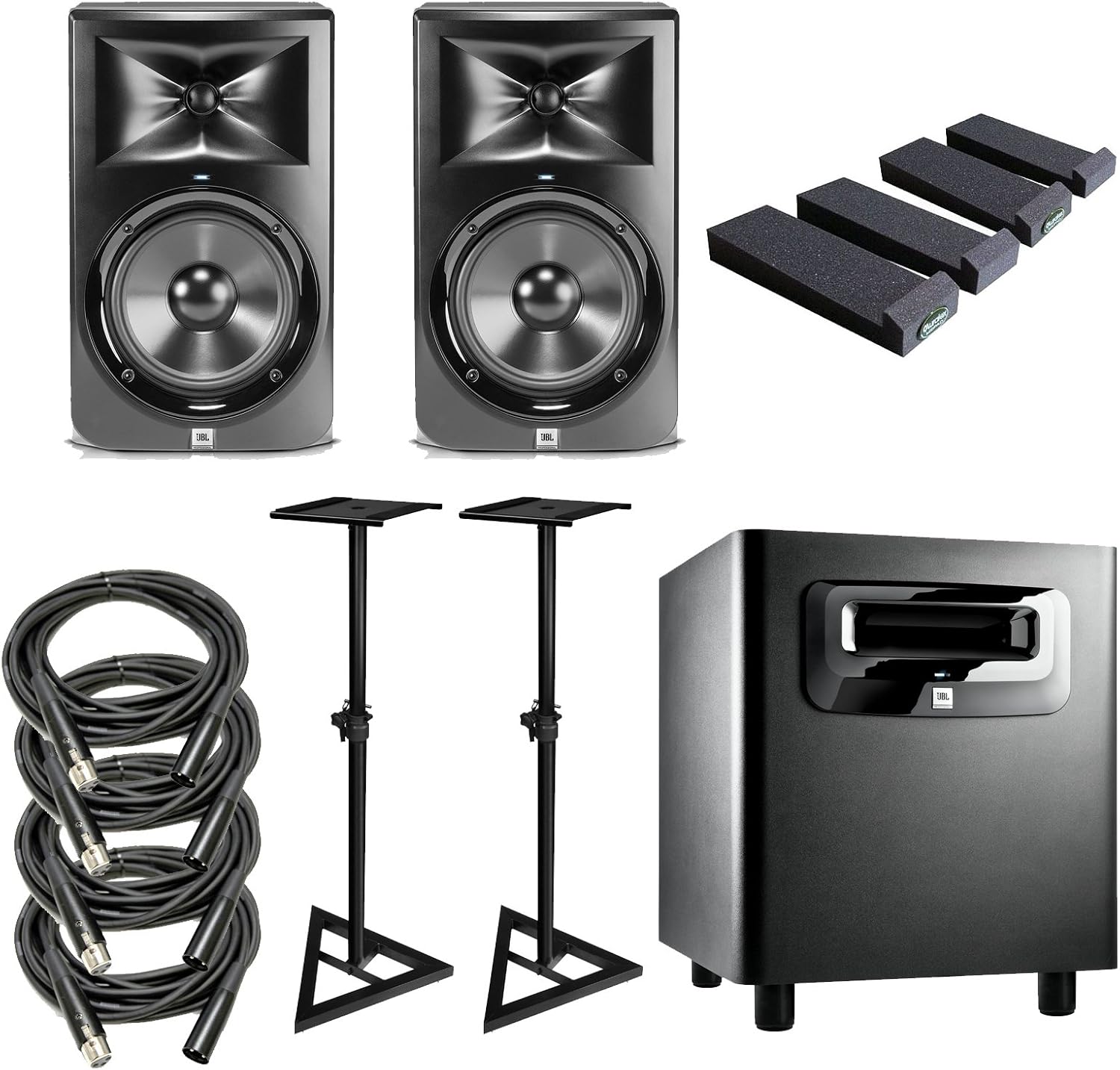 JBL LSR308 Powered Studio Monitor Pair With JBL LSR 310S Powered