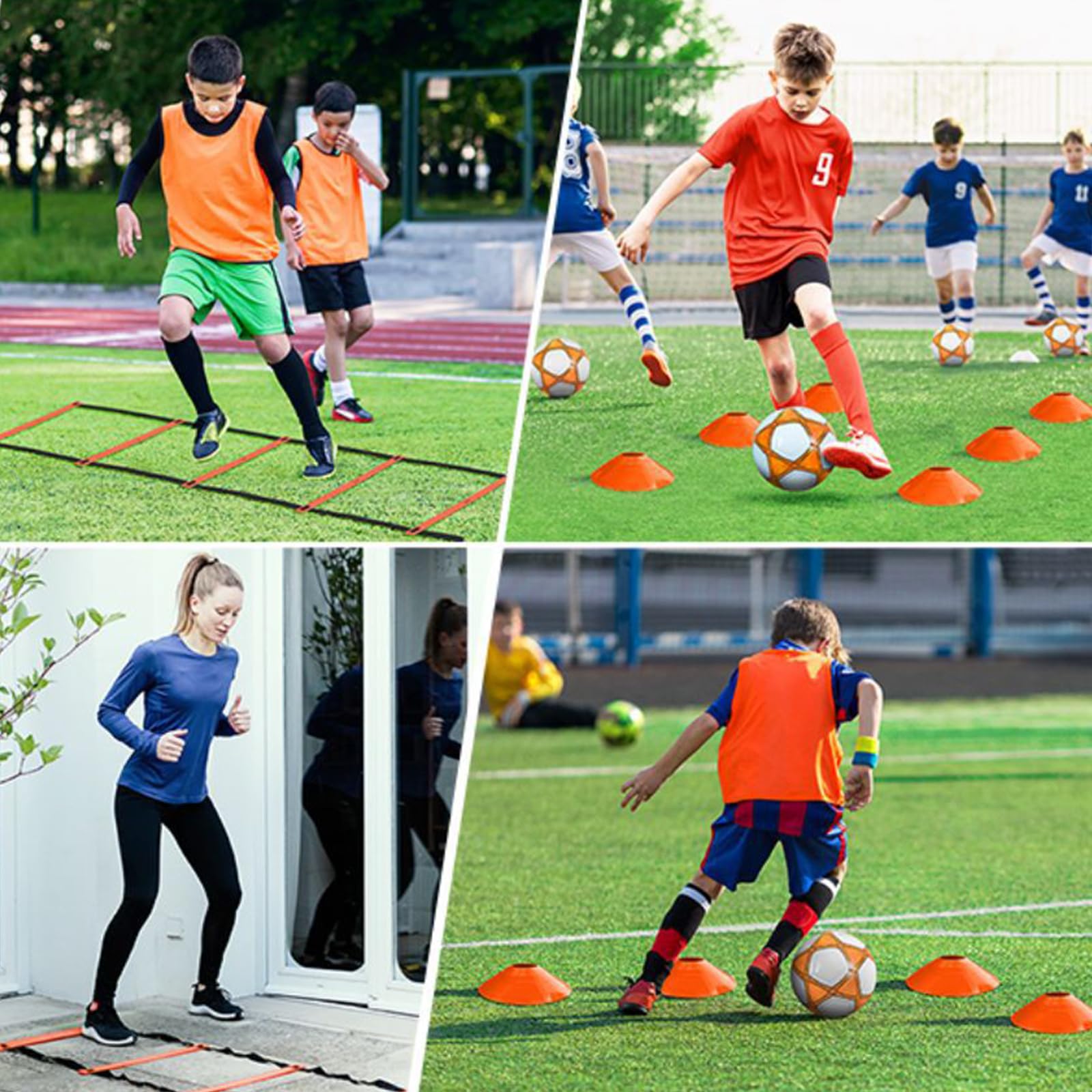 Paquete de 2 estructuras plegables de fútbol con marco de fibra de vidrio elástico de 10 mm, diseño fuerte para actividades al aire libre, juego de disparo de portería de fútbol