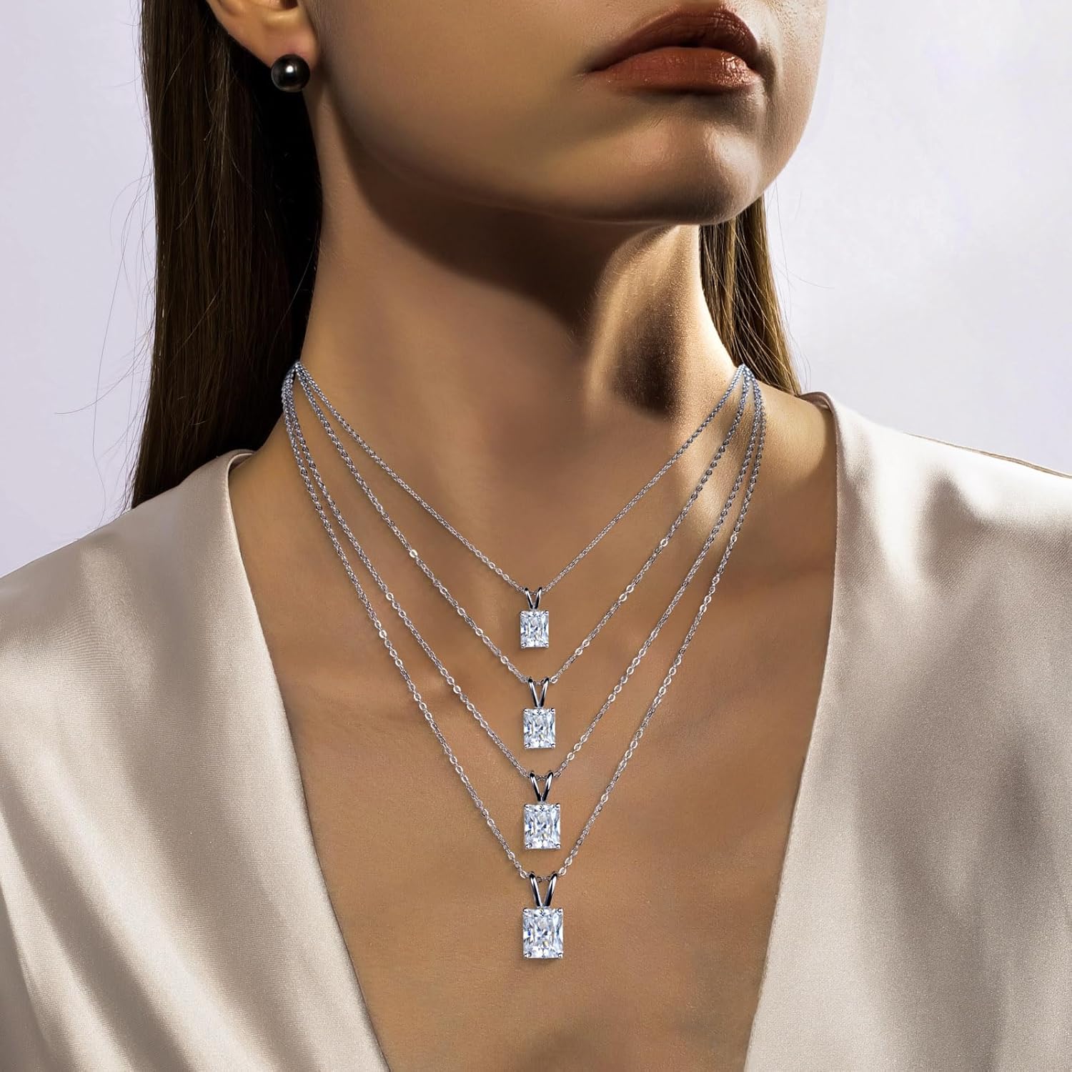 AnuClub Moissanite Pendant Necklace 2/3/4/5CT D Color VVS1 925 Sterling Silver Everyday Wear Necklace for Women Wife Her with Certificate, 40+2+3 Adjustable Chain - Image 9