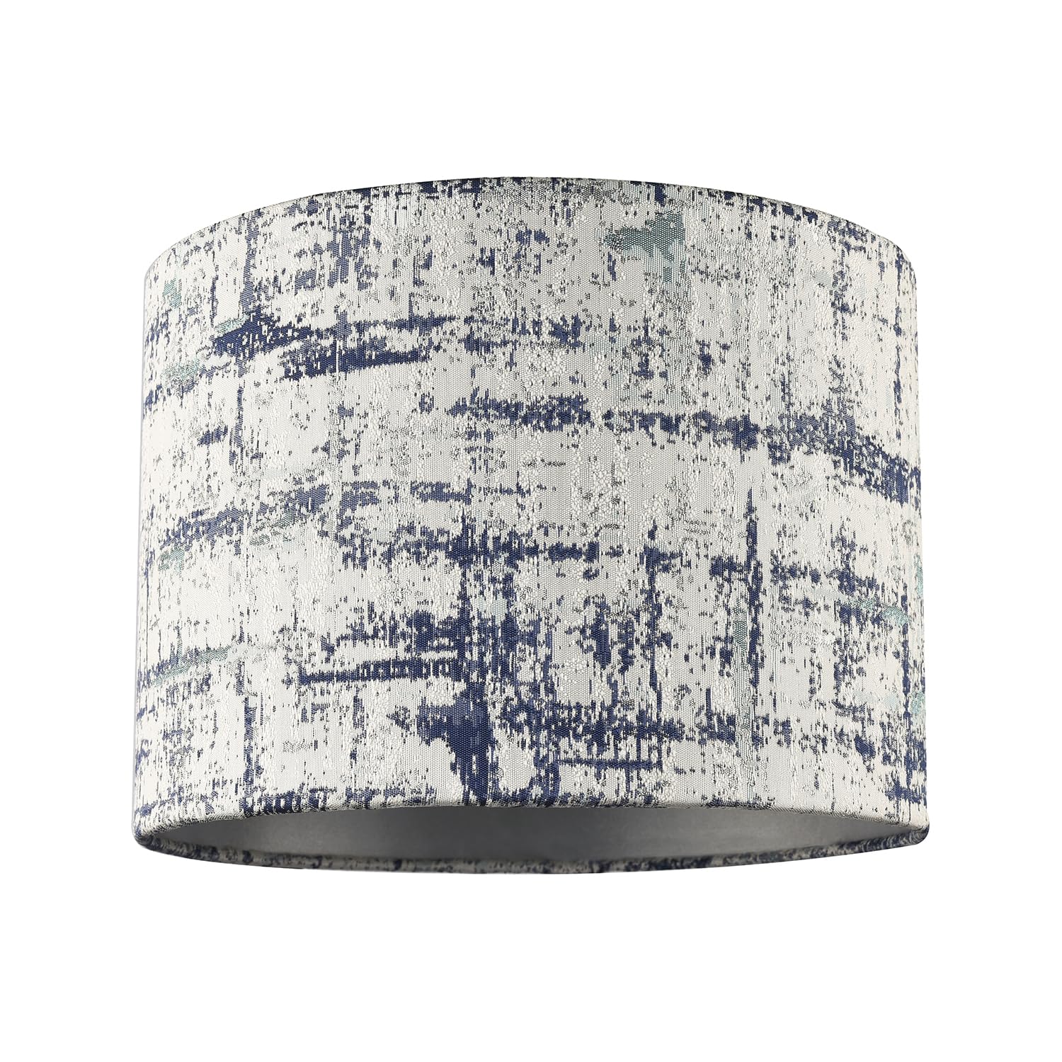 Unique Navy Blue and Silver Camouflage Jacquard Fabric Drum Lamp Shade by Hap...