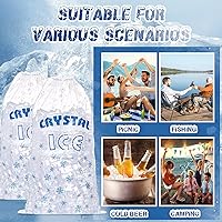 Vista 7 de Honoson 100 bolsas de plástico para almacenamiento de hielo de 8 libras con cierre de cordón de algodón para barbacoas, campamentos, puestos