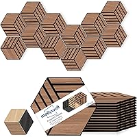 Vista 13 de Mollywell Paneles acústicos hexagonales, nogal S4, 14 x 12 x 0.4 pulgadas, paquete de 12 unidades chapa de madera Paneles de pared de alta