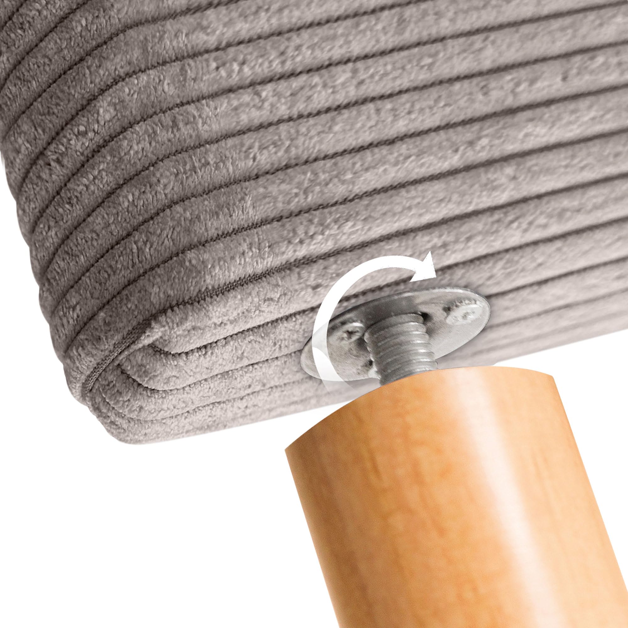 DHOME Kopfteil aus einfarbigem Cord mit Beinen hohe Qualität modernes gepolstertes Kopfteil Luxus-Bett gepolstertes Schlafzimmer (Braun, 150 cm)