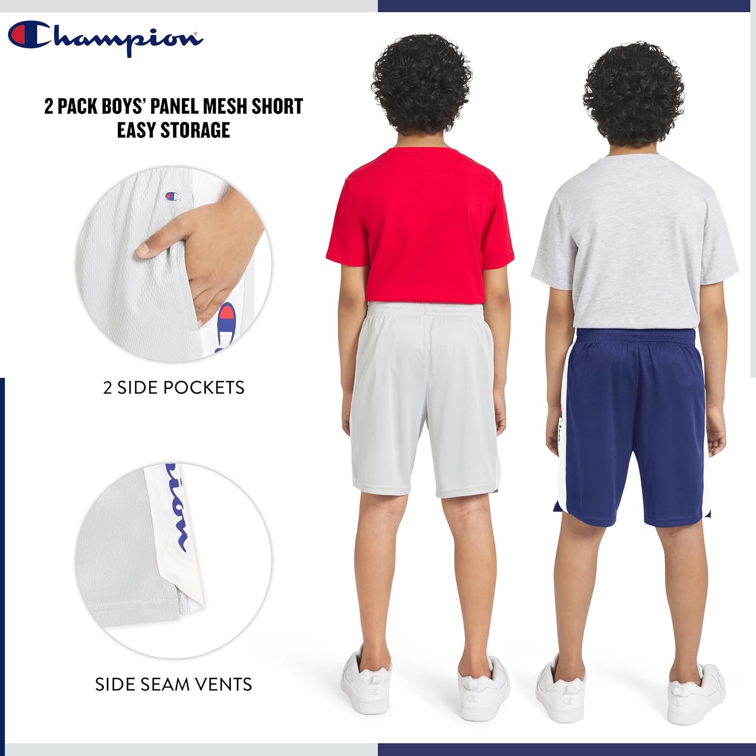 Champion Boys Shorts 2 Pack Mesh Basketball Shorts for Boys Athletics