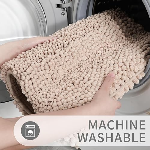 Miniatura 7 de Yimobra Juego de 2 alfombras de baño de felpilla de lujo, extra gruesas, antideslizantes, en forma de U, de microfibra mullida y esponjosa,