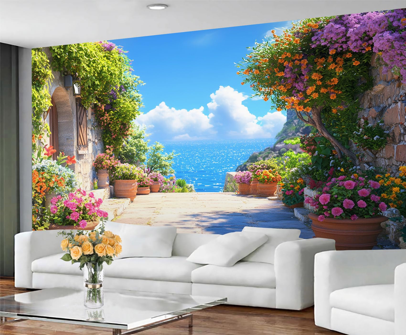 GIVLWF Garden Wallpaper & Mural, Streetscape Wallpaper for Living Room, European Bedroom Wall Paper, Non-Self-Adhesive, Murals for Walls โ image 1