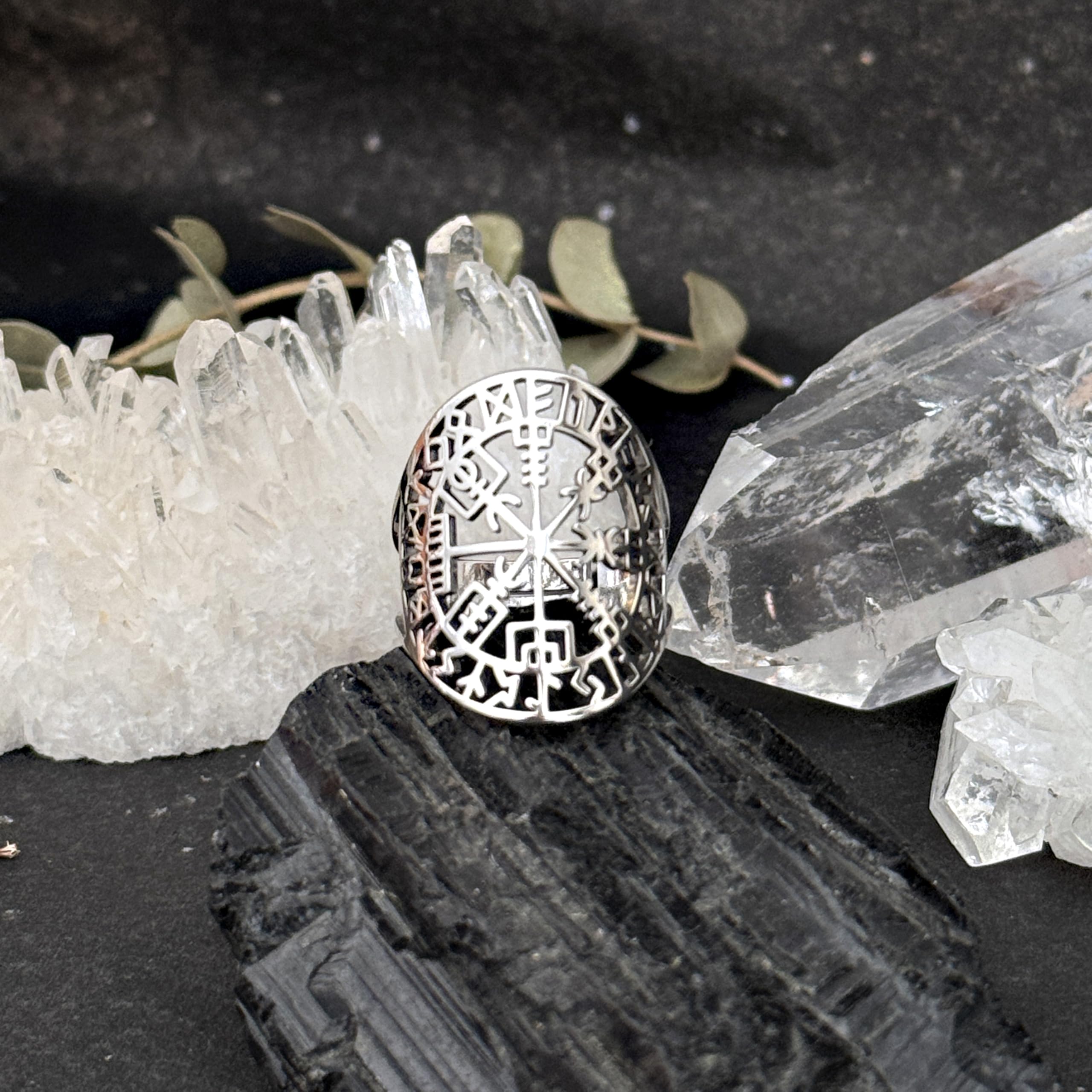 Simboliks Vegvísir Celta Anillo Helm of Awe mitología nórdica vikingo Runas Pagano Pagen brújula celta Amuleto de protección acero inoxidable ajustable runas vikingas regalo de joyería para mujer