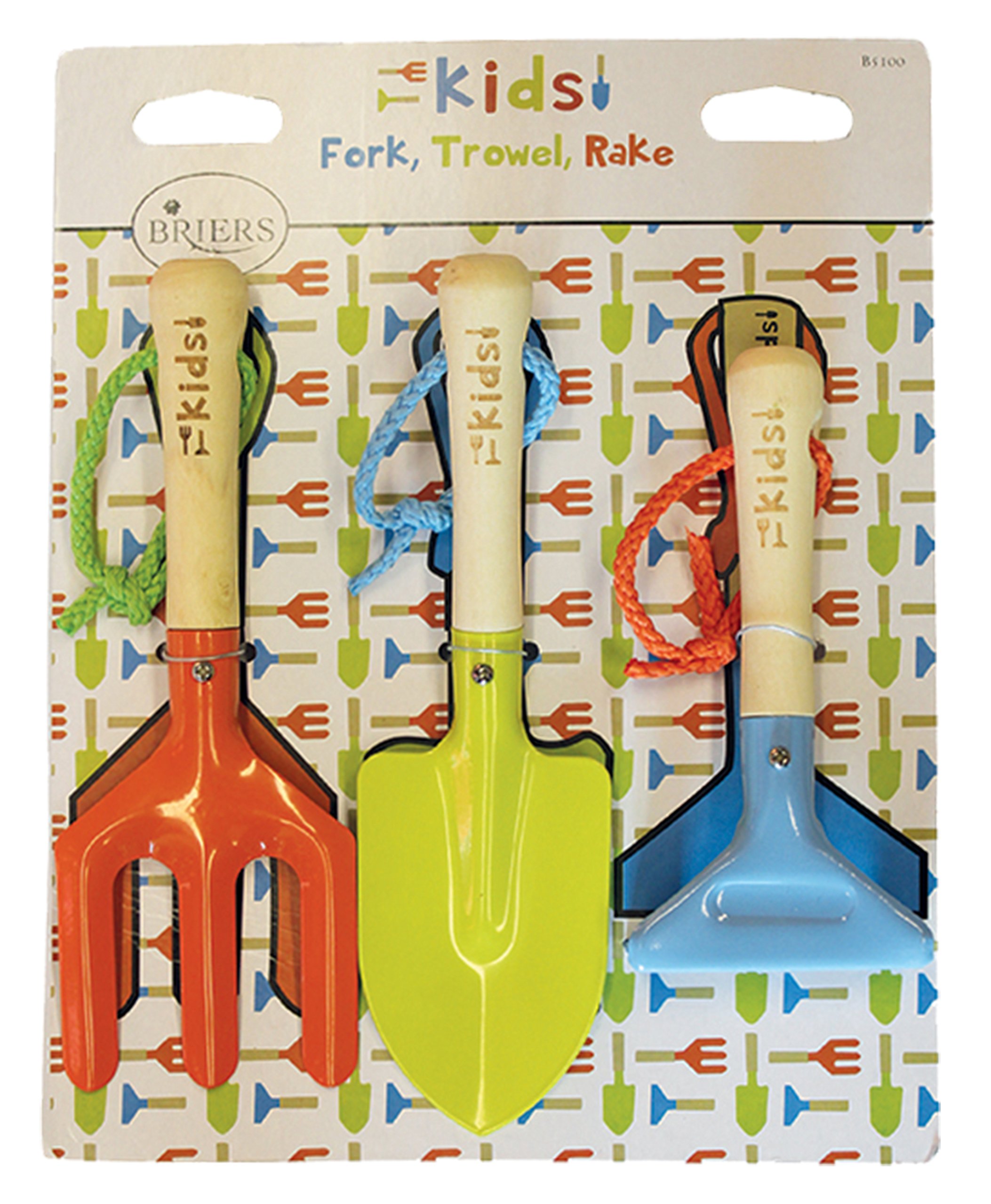Tierra Garden Briers Kids Triple Pack Tool Set, Includes Hand Fork, Trowel and Rake