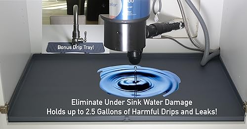 Alfombrilla premium de 34 x 22 pulgadas para debajo del fregadero con protector contra salpicaduras de grifo alfombrilla de silicona impermeable