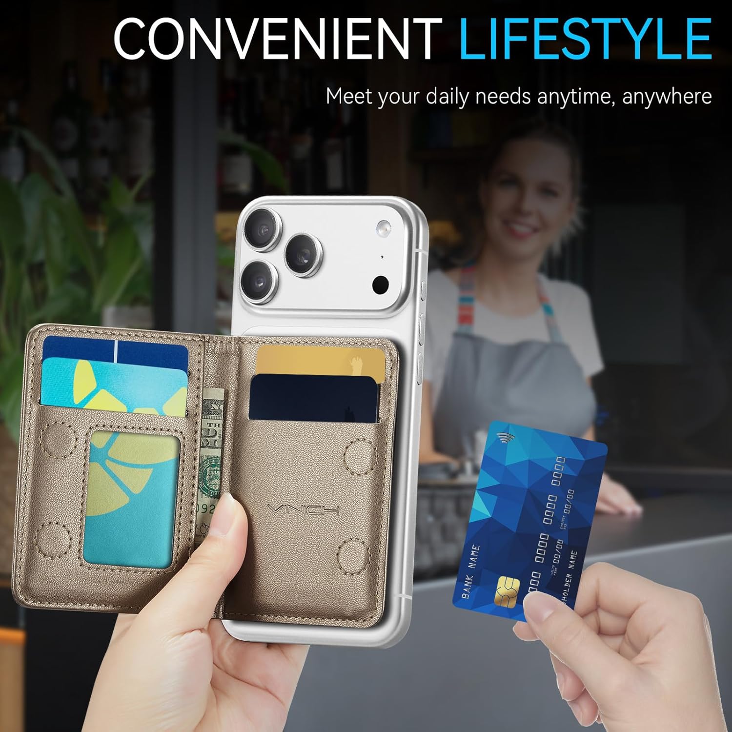 Vinich for MagSafe Wallet Magnetic RFID Blocking Card Holder Compatible with MagSafe Phones and Cases, Strong Magnet Minimalist Phone Wallet for iPhone 17/16/15/14/13/12/ Pro/Max/Plus, Desert Titanium - Image 6