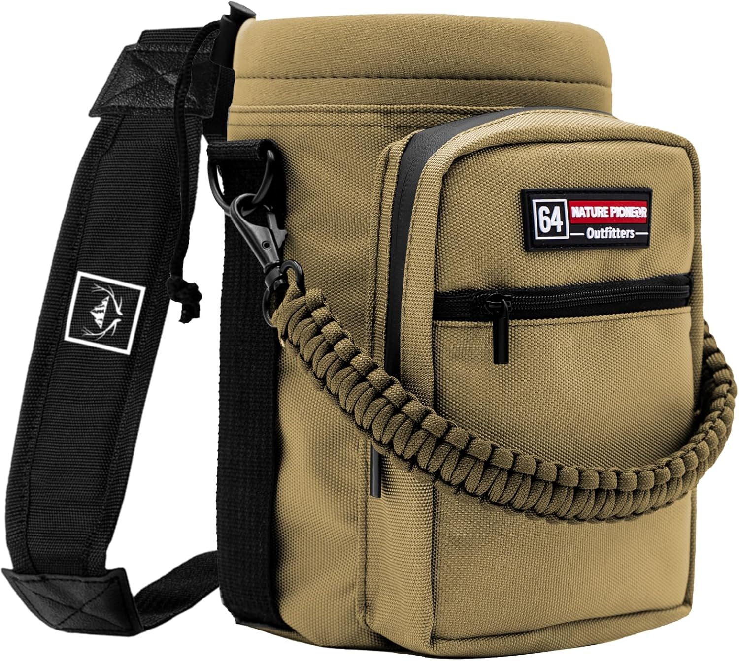 NATURE PIONEOR Water Bottle Holder with Adjustable Strap - Half/One Gallon (64/128oz) Insulated Water Bottle Sling Carrier with Phone Pocket & Paracord Handle, Outdoor Camping, Hiking, Gym