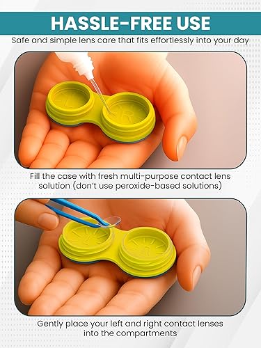 Miniatura 4 de SPORTS WORLD VISION Funda para lentes de contacto de color verde macarrón de 3 piezas, compacto, portátil y a prueba de fugas, duradera, caja de