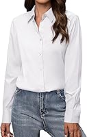 Gleeivy Women's Button Down Shirt Long Sleeve Classic Fit V-Neck Blouse Work Business Casual Tops XS-5XL