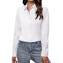 Gleeivy Button Down Shirts for Women Cotton Collared Long Sleeve Blouse Top