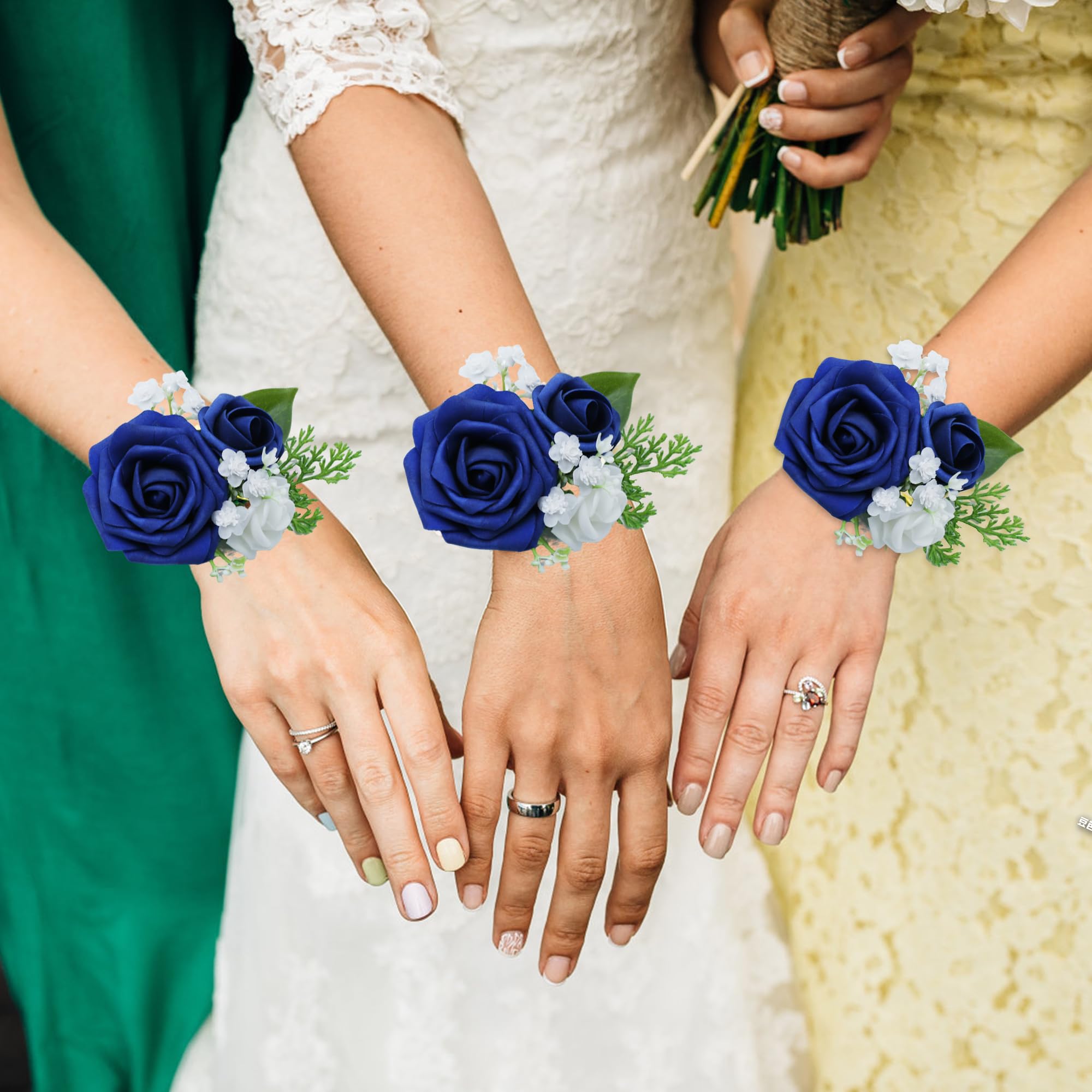 wrist corsage for royal blue dress Navy Blue & Silver Prom Corsage