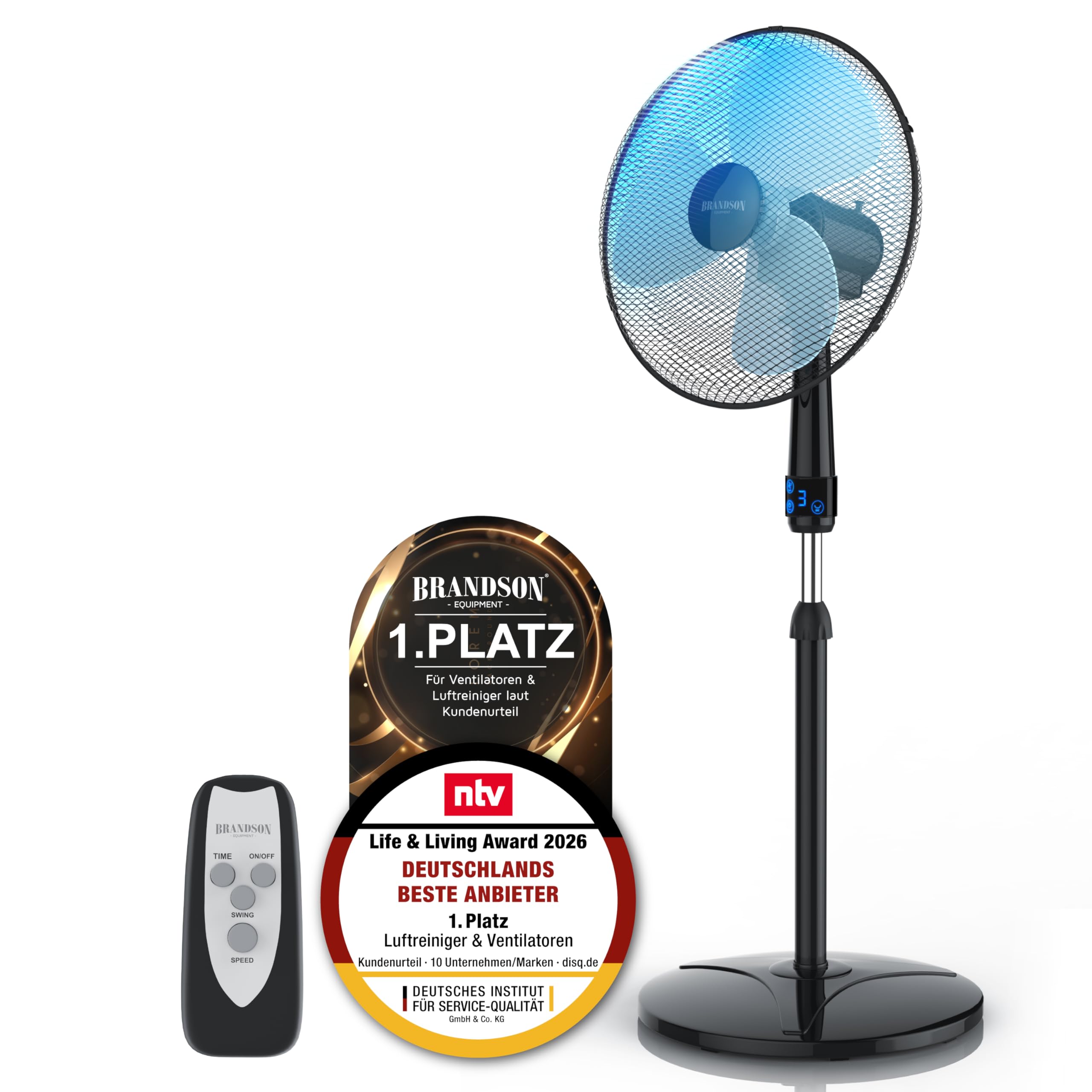 Brandson DE Standventilator mit und Ohne Fernbedienung 50 W