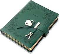 Vista 11 de Cuaderno de viaje con cierre en forma de corazón con llave, diario personal de piel sintética para niñas y niños, 5.3 x 7 pulgadas de Lock Diary