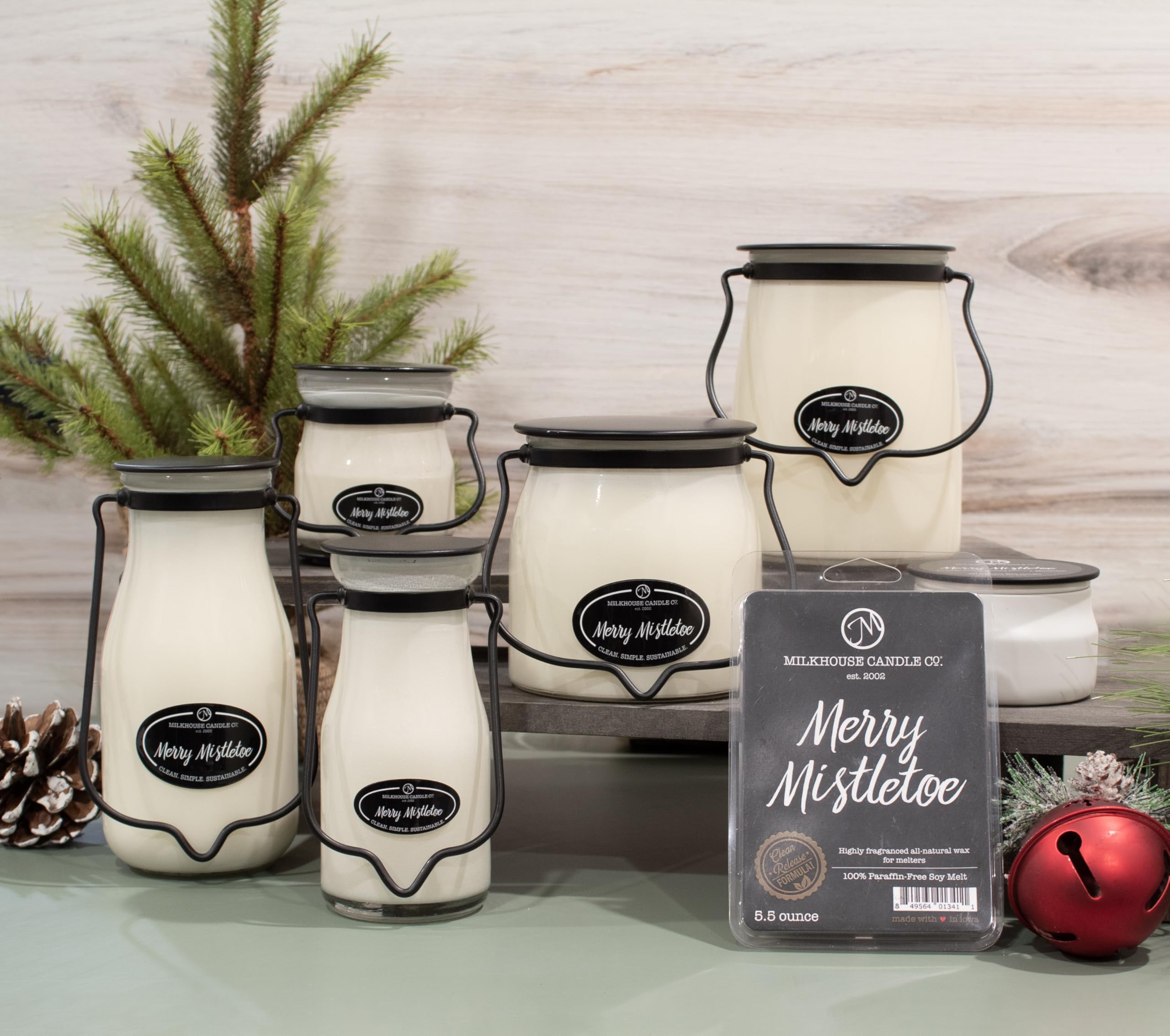 Milkhouse Candle Company, Merry Mistletoe Creamery Collection Duftkerze Soja-Kerze: Butterdose, Butterglas, 473 ml